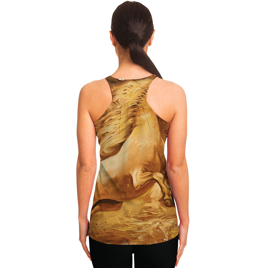 Vintage Horse Painting Print Women's Racerback Tank Top