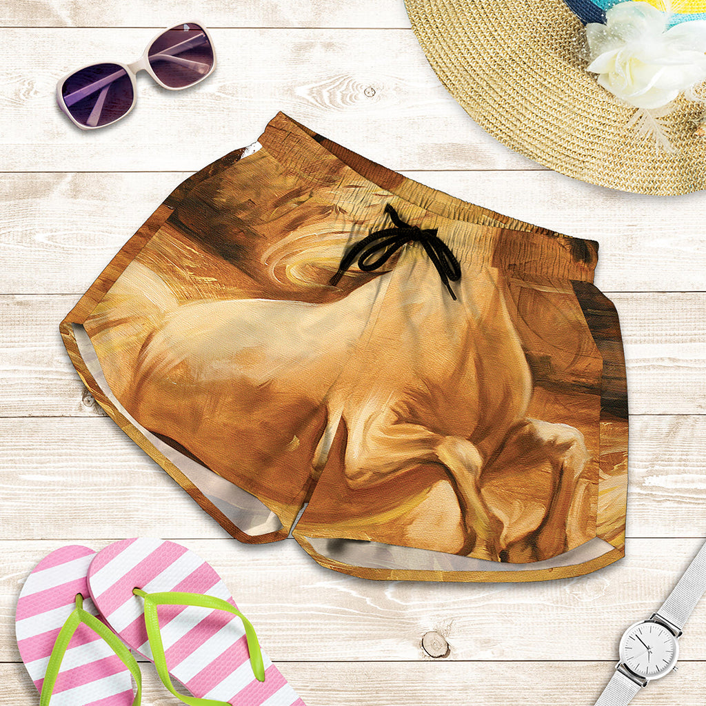 Vintage Horse Painting Print Women's Shorts