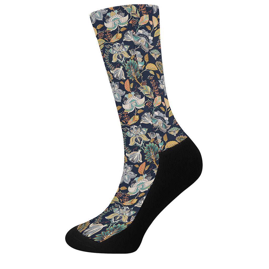 Vintage Indian Floral Pattern Print Crew Socks