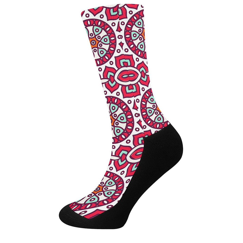 Vintage Indian Mandala Print Crew Socks