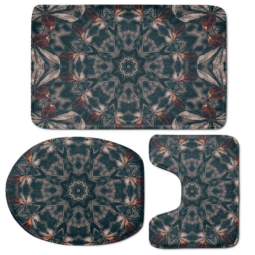 Vintage Kaleidoscope Print 3 Piece Bath Mat Set