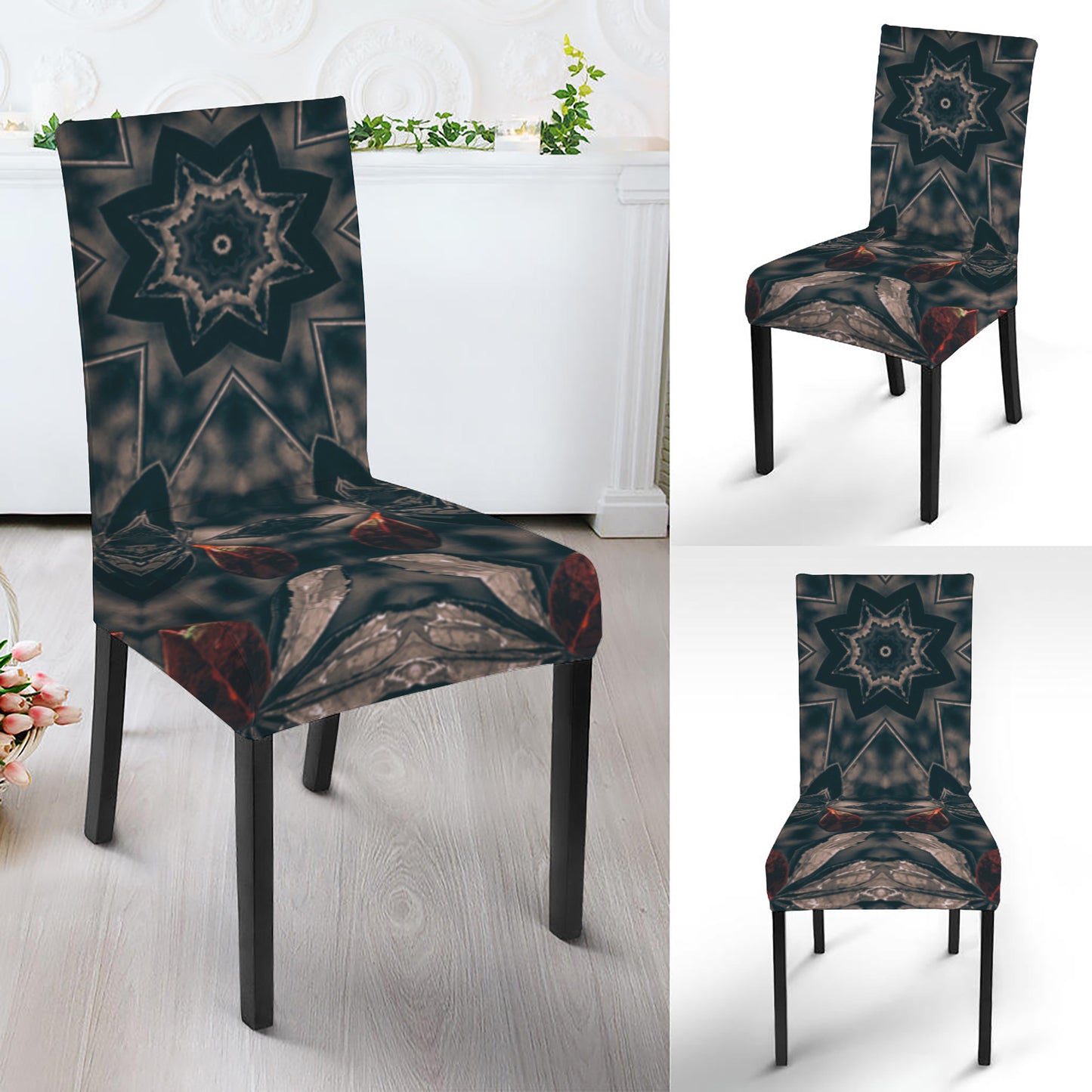 Vintage Kaleidoscope Print Dining Chair Slipcover