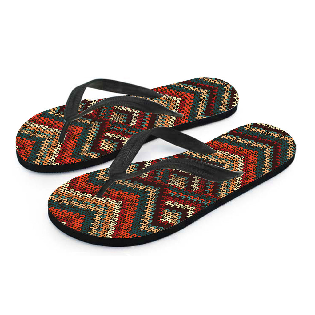 Vintage Knitted Pattern Print Flip Flops