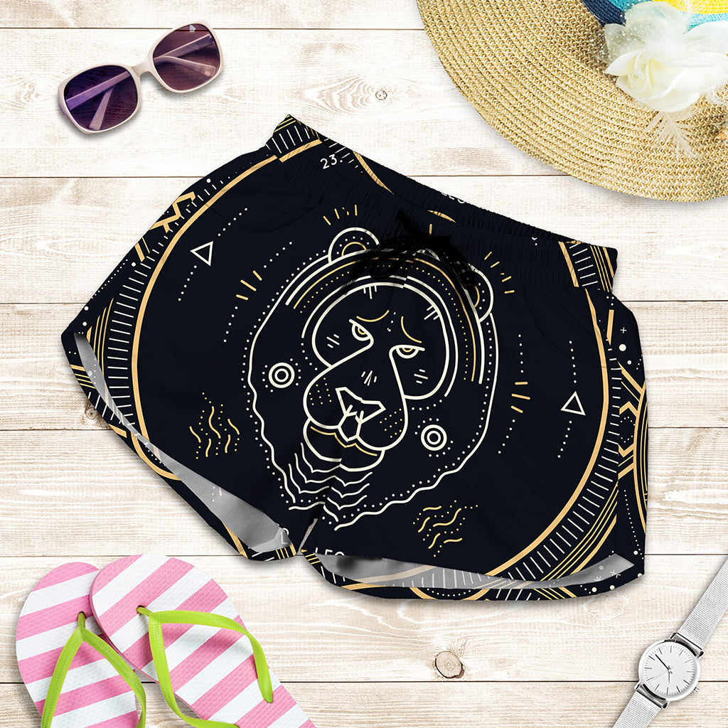 Vintage Leo Zodiac Sign Print Women's Shorts