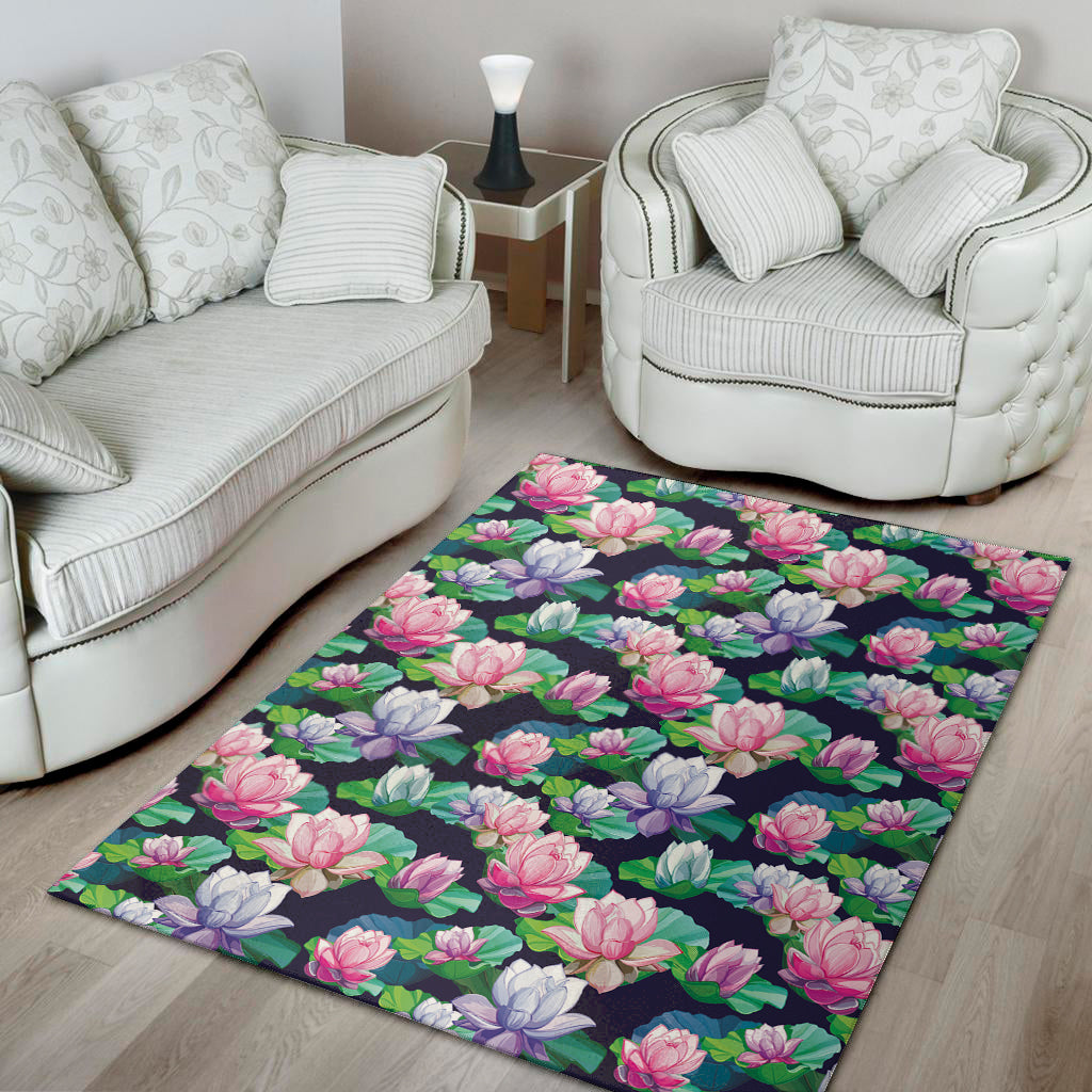 Vintage Lotus Floral Print Area Rug
