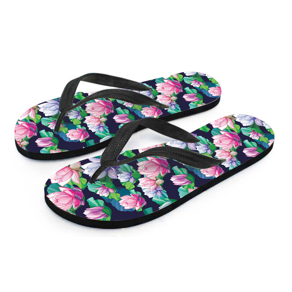 Vintage Lotus Floral Print Flip Flops