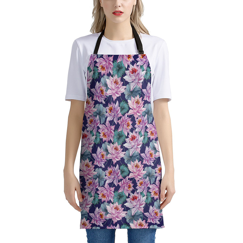Vintage Lotus Flower Print Apron