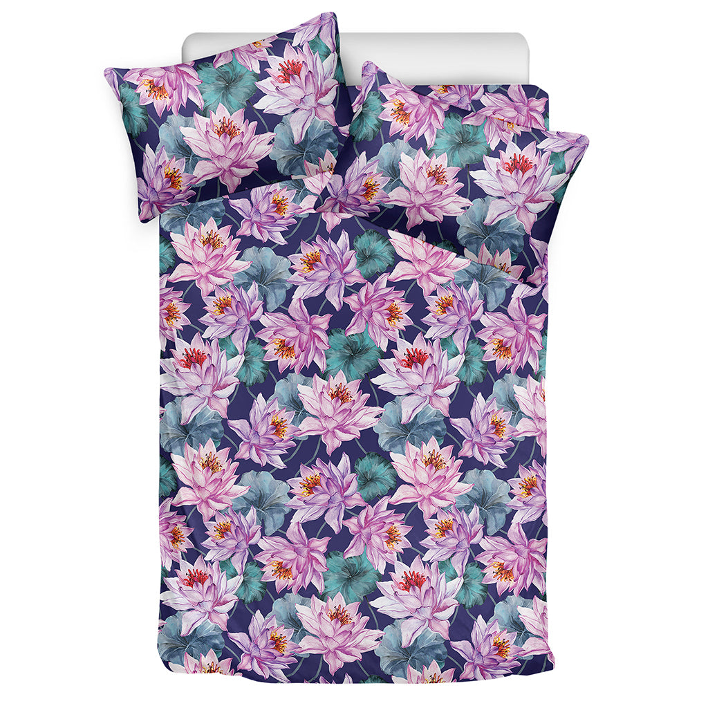 Vintage Lotus Flower Print Duvet Cover Bedding Set