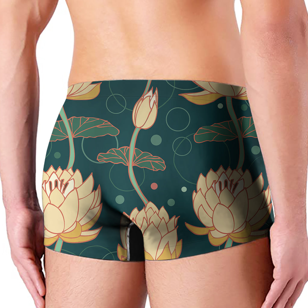 Vintage Lotus Pattern Print Men's Boxer Briefs