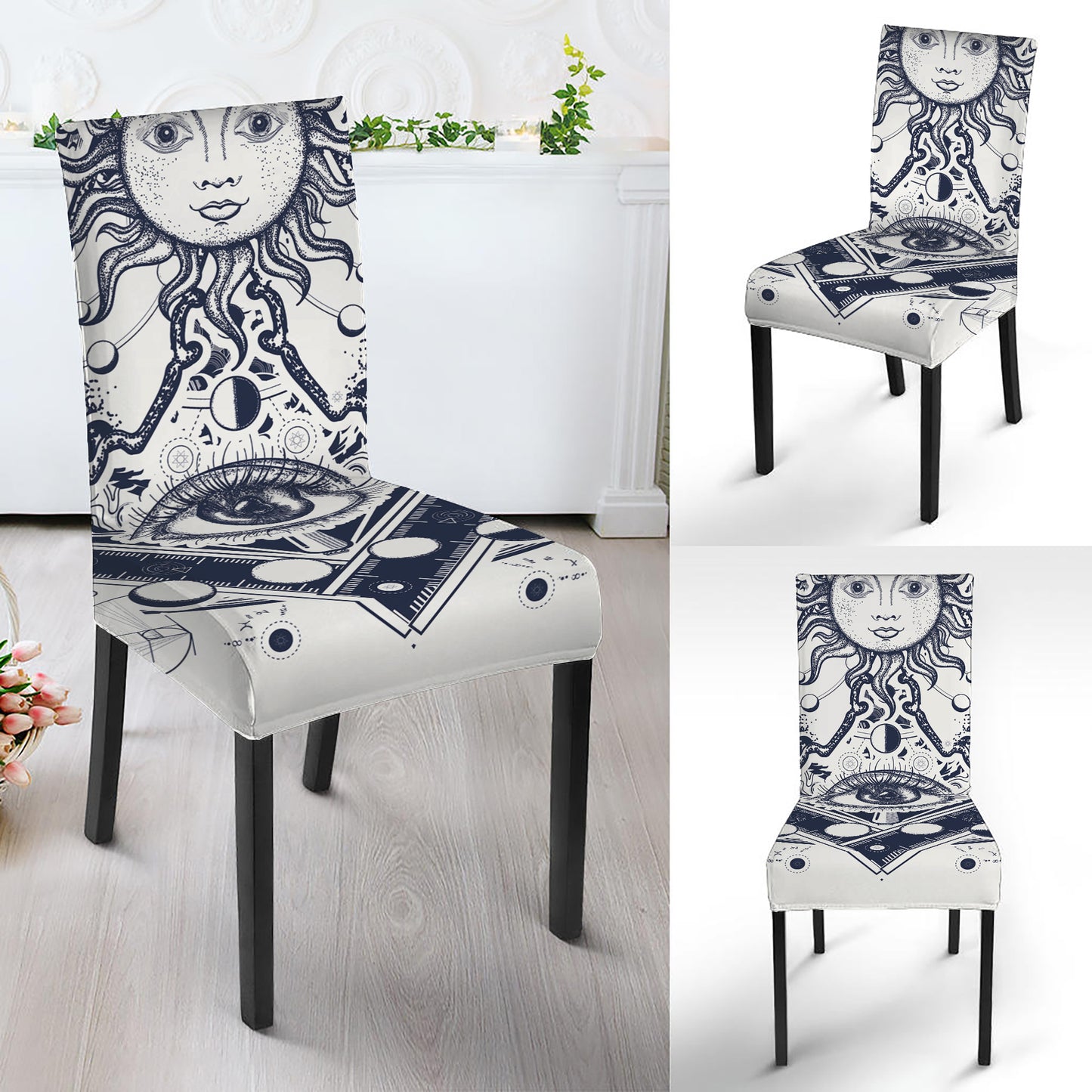 Vintage Masonic Freemasonry Print Dining Chair Slipcover