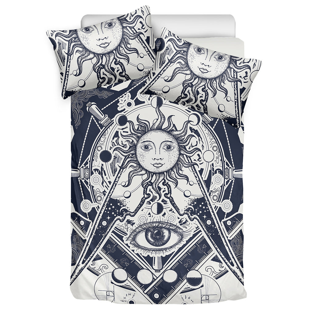 Vintage Masonic Freemasonry Print Duvet Cover Bedding Set