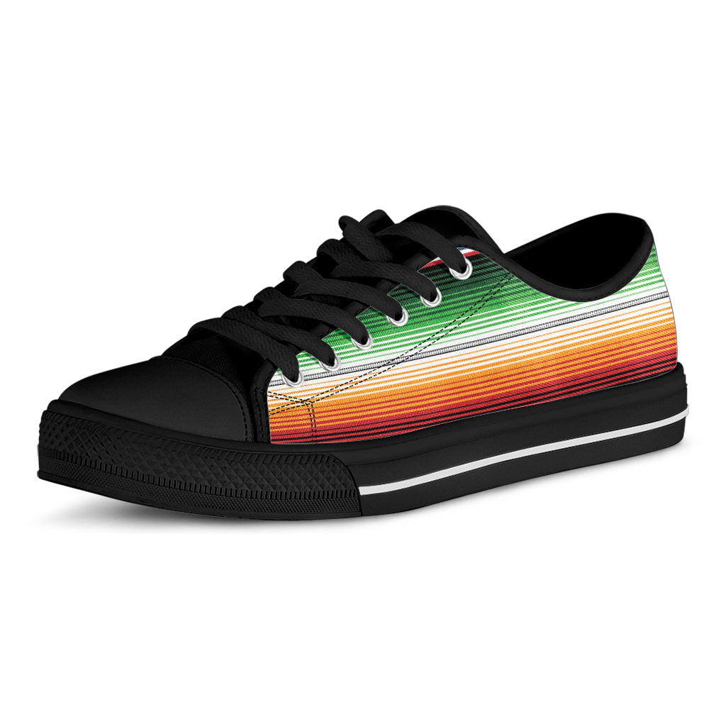 Vintage Mexican Blanket Pattern Print Black Low Top Shoes