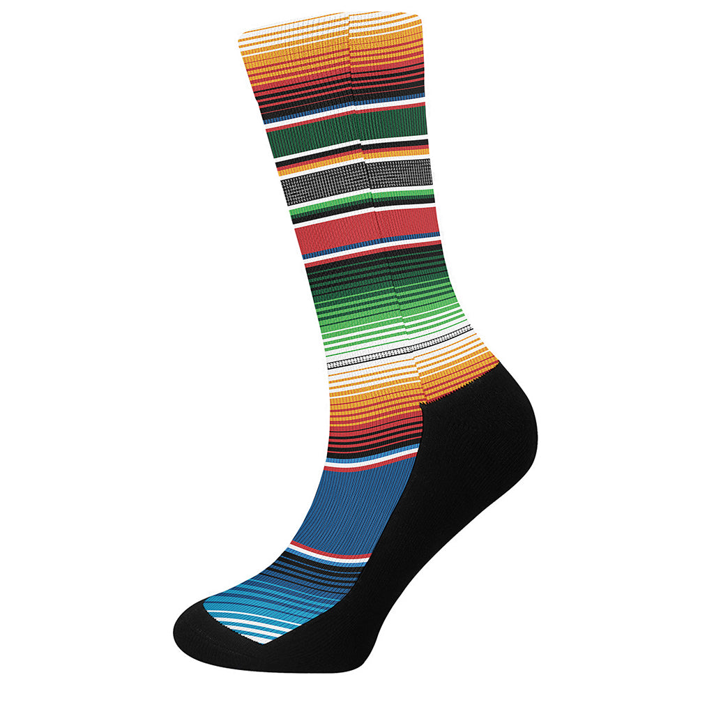 Vintage Mexican Blanket Pattern Print Crew Socks