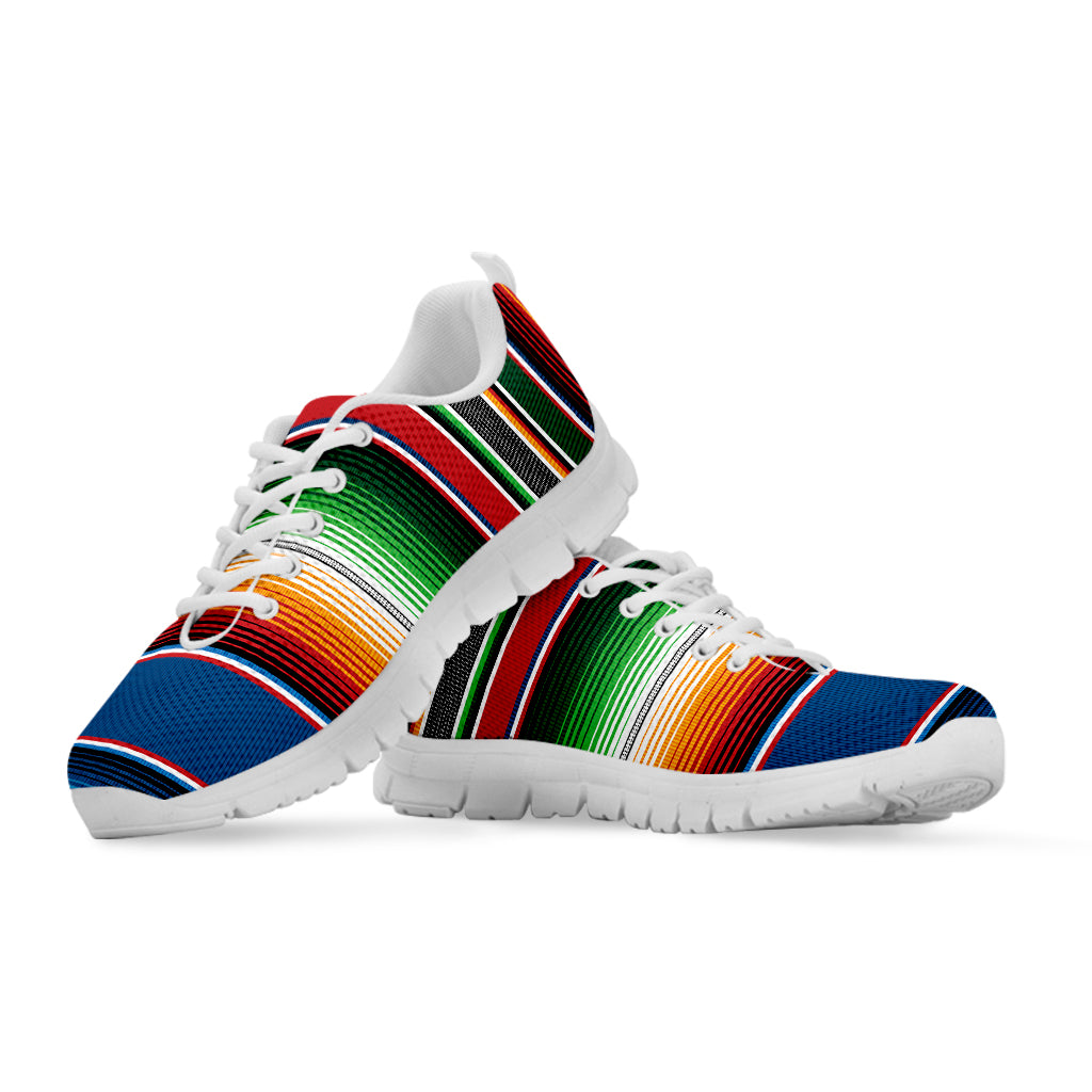 Vintage Mexican Blanket Pattern Print White Sneakers