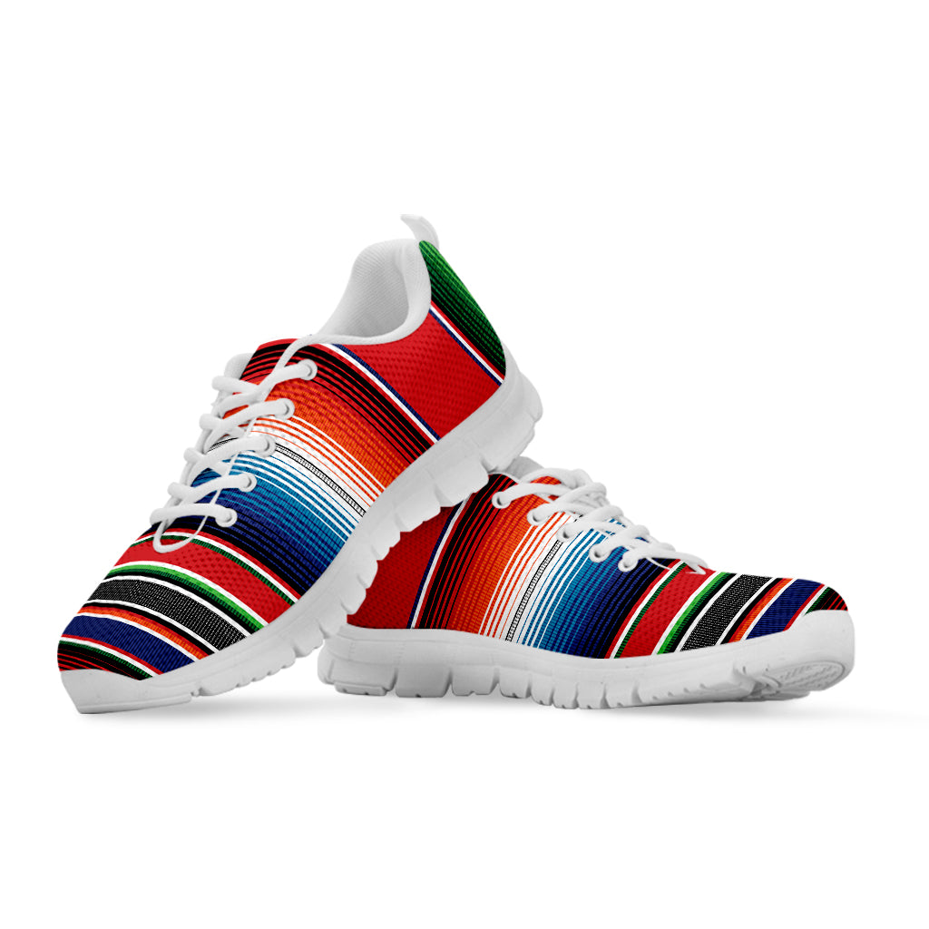 Vintage Mexican Serape Pattern Print White Sneakers