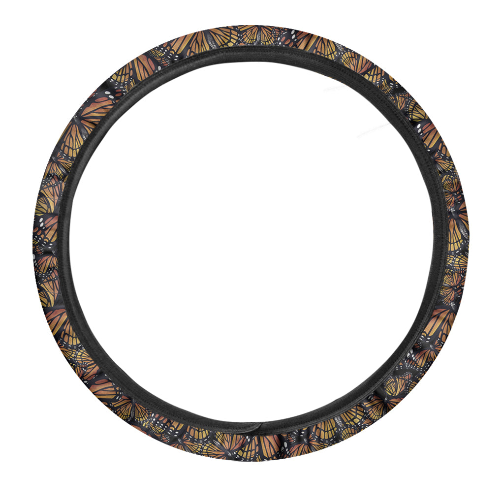 Vintage Monarch Butterfly Pattern Print Car Steering Wheel Cover