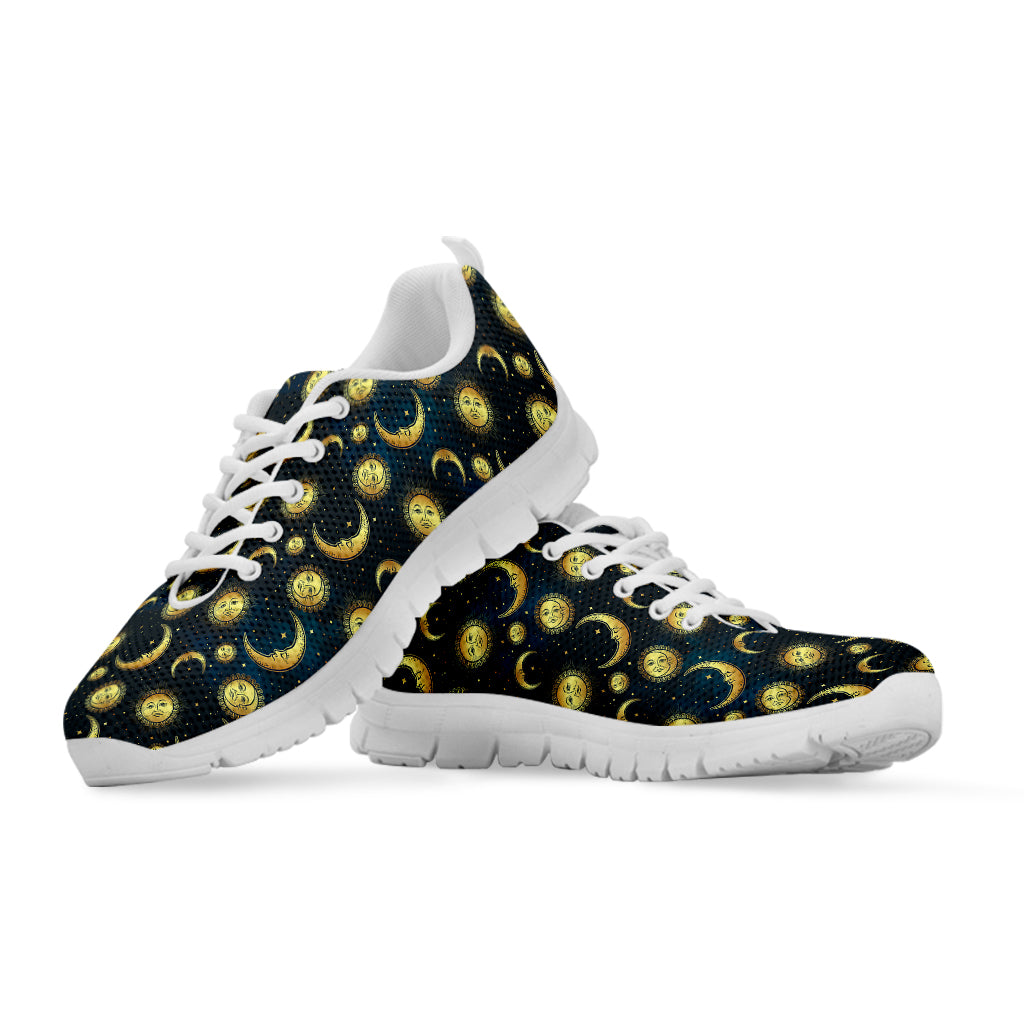Vintage Moon And Sun Pattern Print White Sneakers