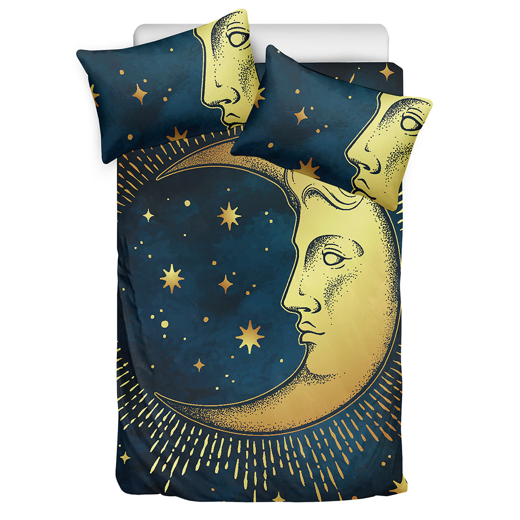Vintage Moon And Sun Print Duvet Cover Bedding Set