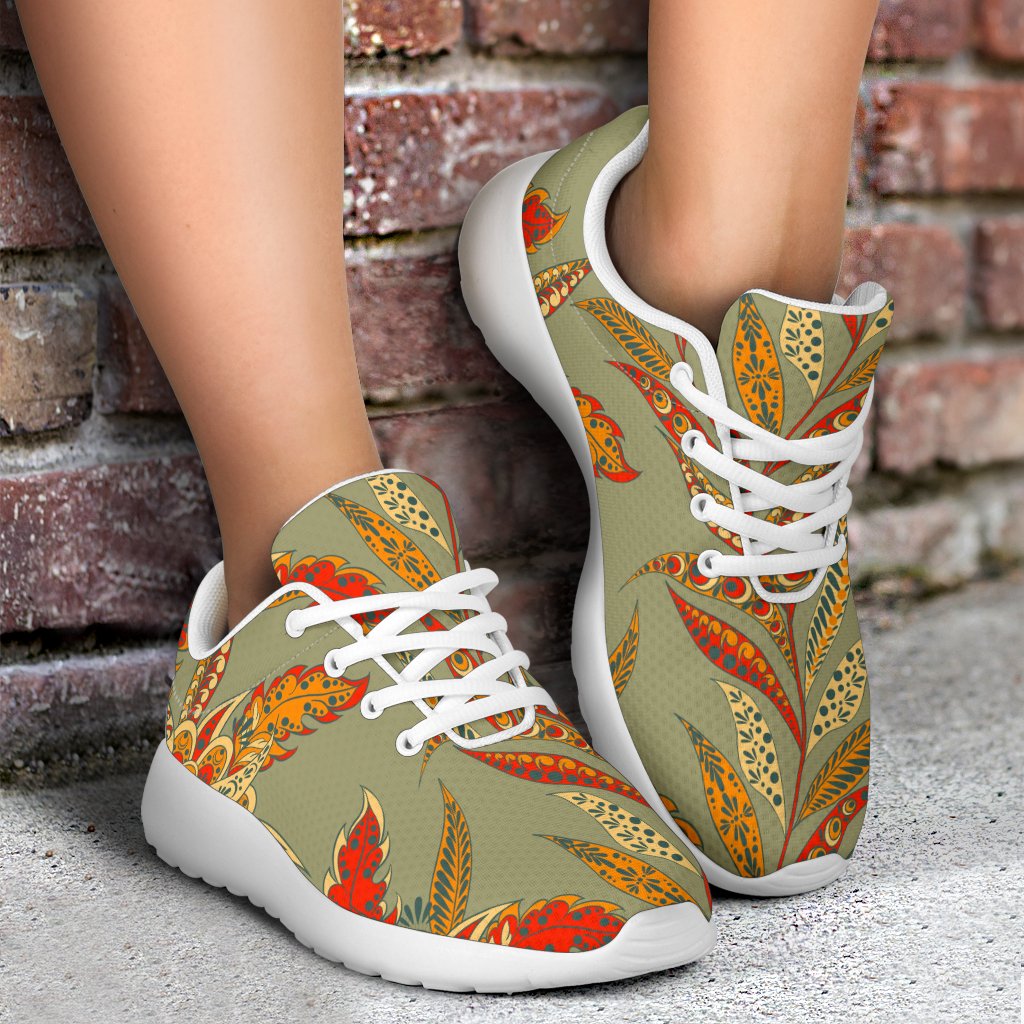 Vintage Orange Bohemian Floral Print Sport Shoes GearFrost