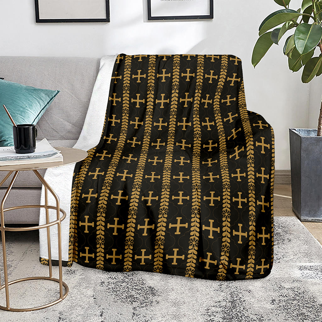 Vintage Orthodox Pattern Print Blanket