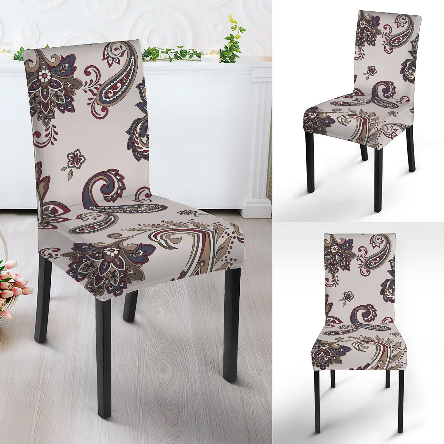 Vintage Paisley Pattern Print Dining Chair Slipcover