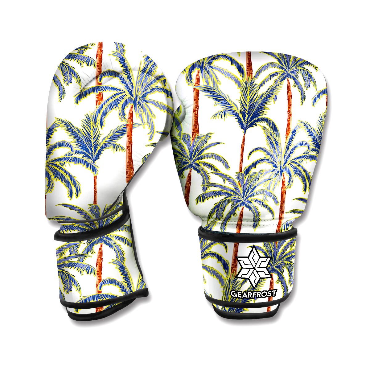 Vintage Palm Tree Beach Pattern Print Boxing Gloves