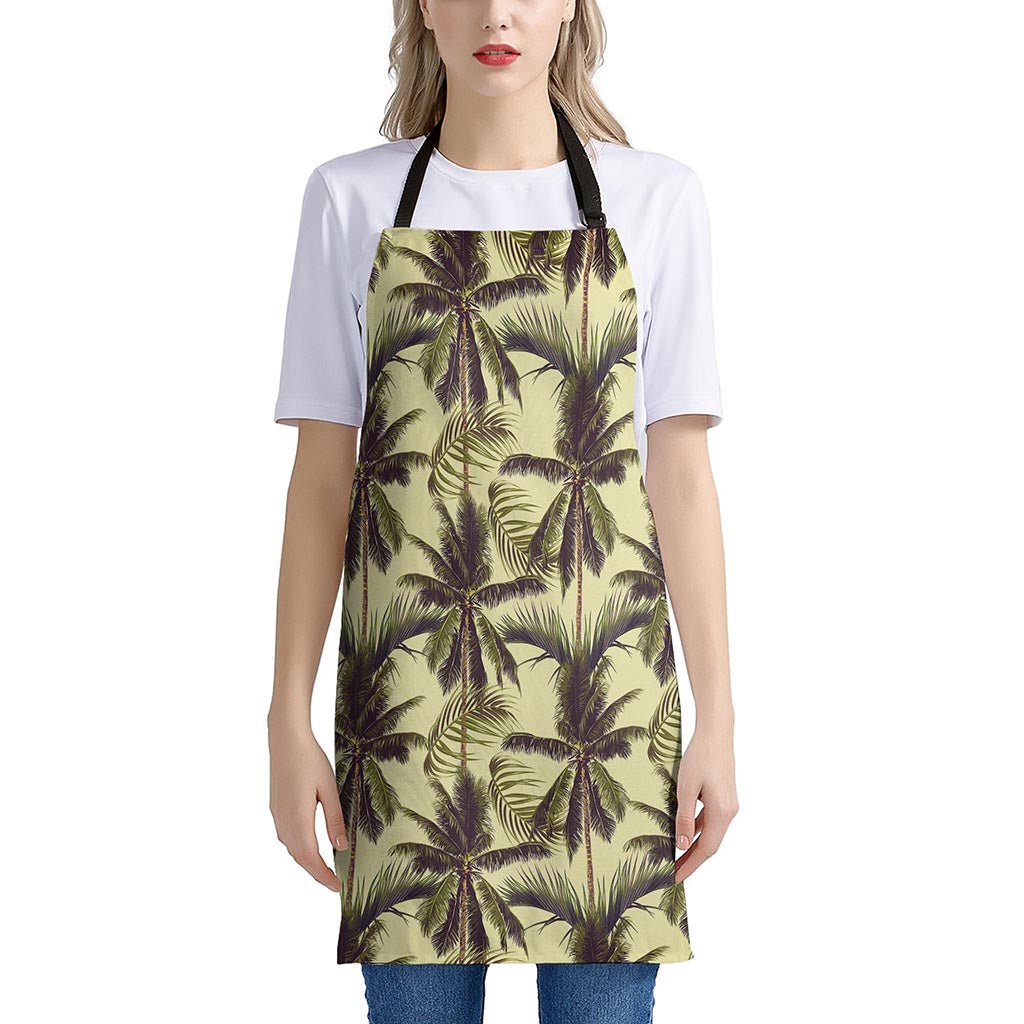 Vintage Palm Tree Pattern Print Apron