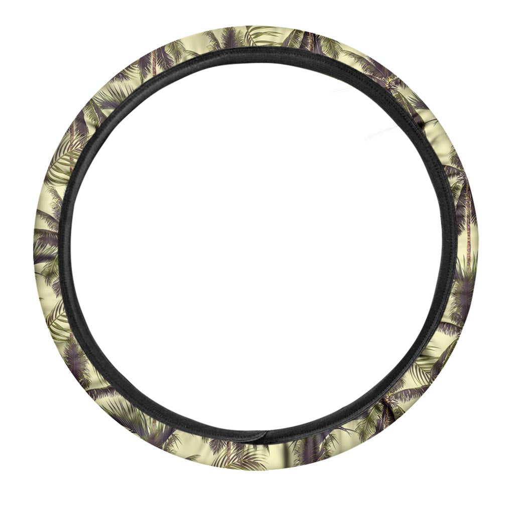 Vintage Palm Tree Pattern Print Car Steering Wheel Cover