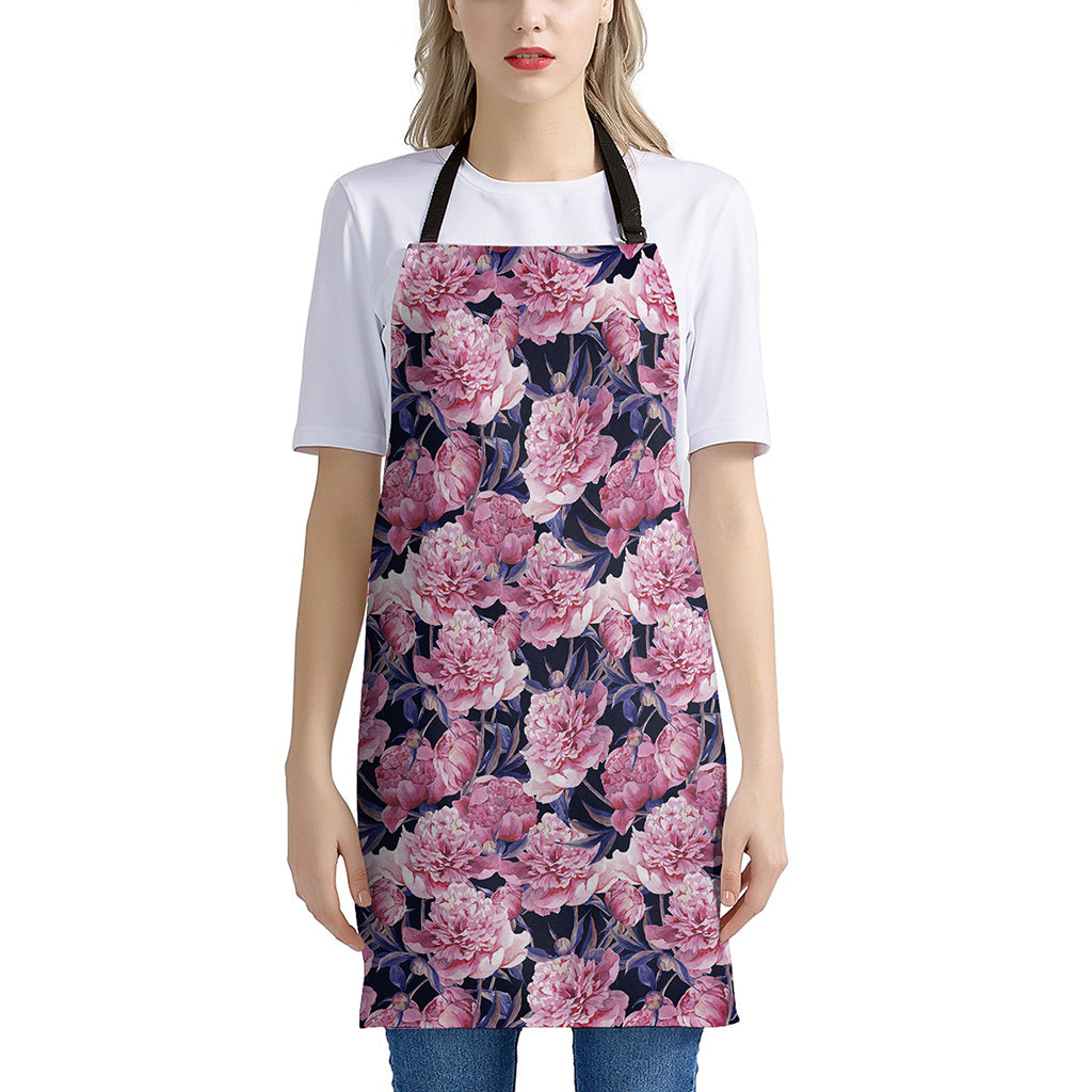 Vintage Pink Peony Floral Print Apron