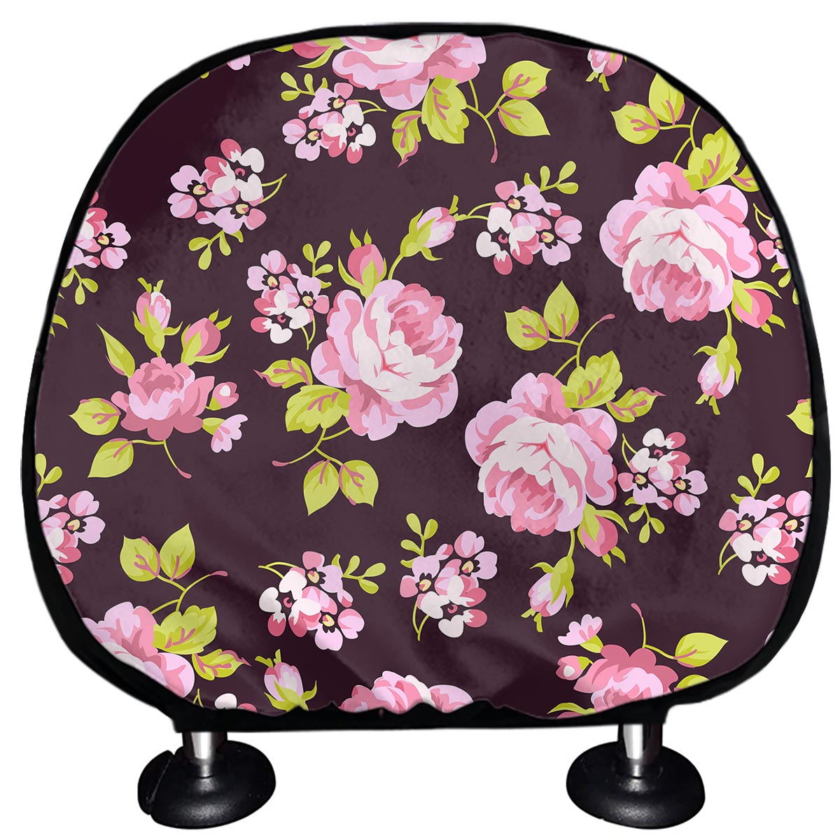 Vintage Pink Rose Floral Pattern Print Car Headrest Covers