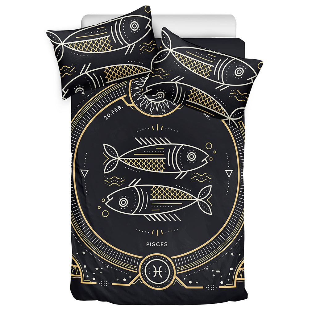 Vintage Pisces Zodiac Sign Print Duvet Cover Bedding Set