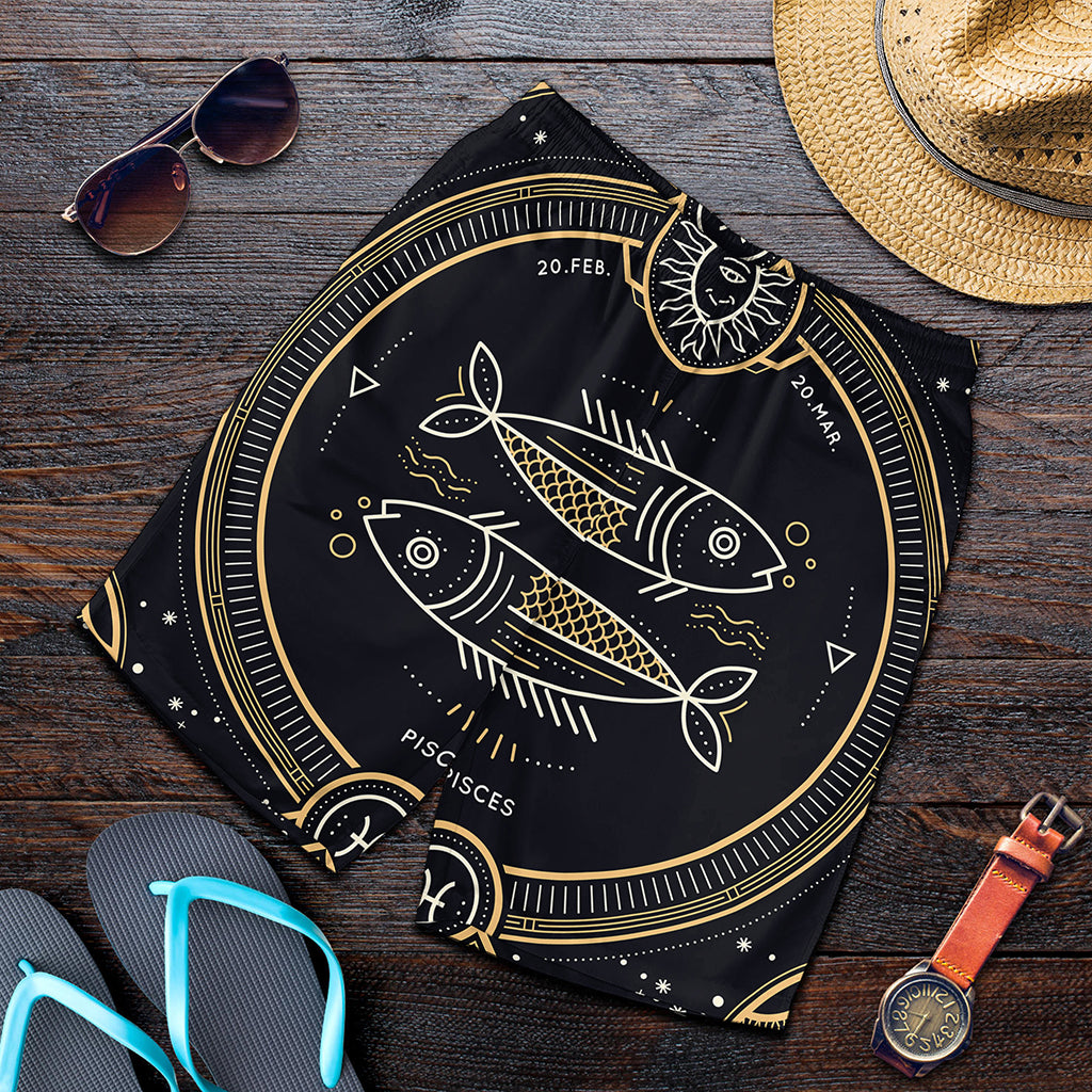 Vintage Pisces Zodiac Sign Print Men's Shorts