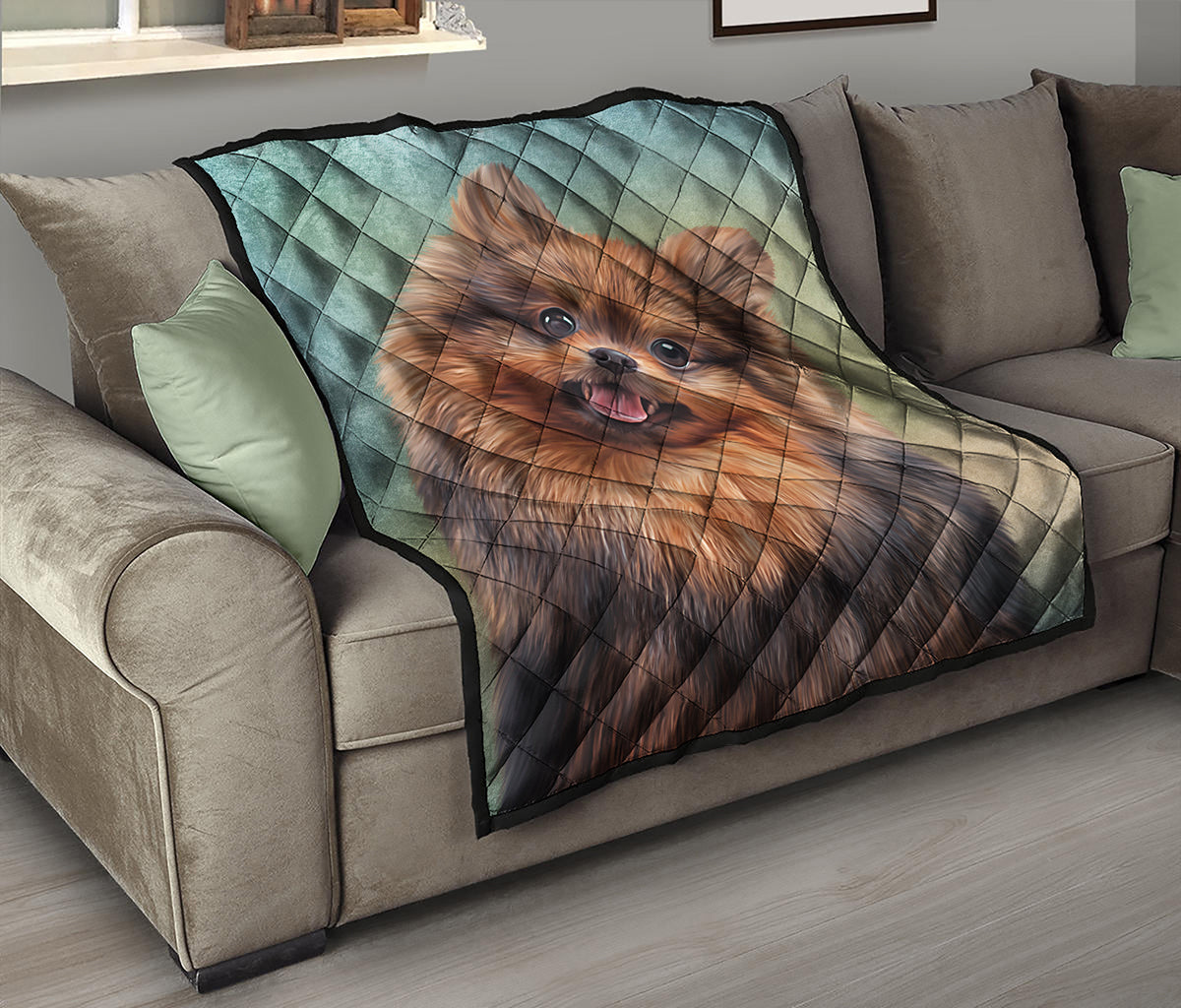 Vintage Pomeranian Portrait Quilt
