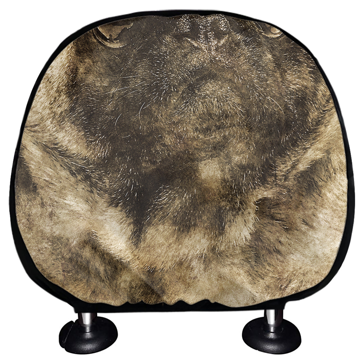 Vintage Pug Portrait Print Car Headrest Covers