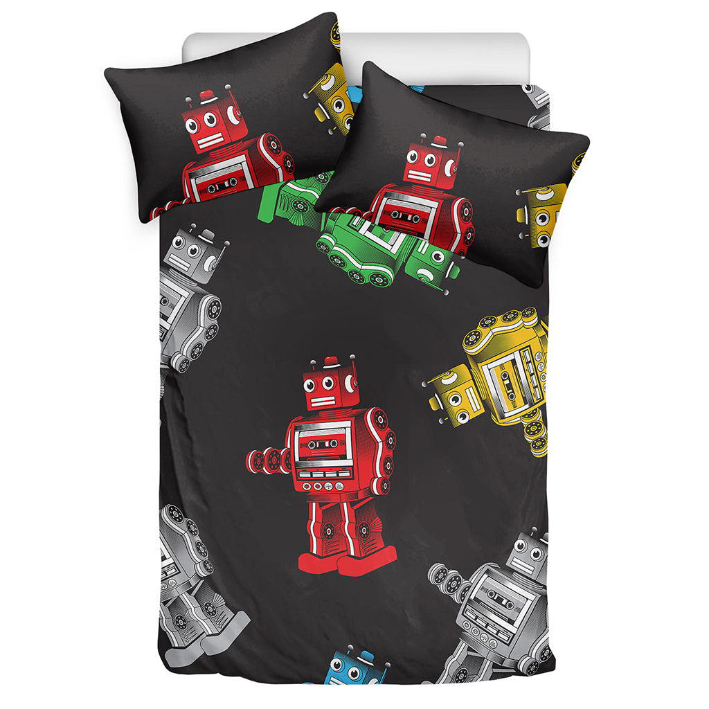Vintage Robot Pattern Print Duvet Cover Bedding Set