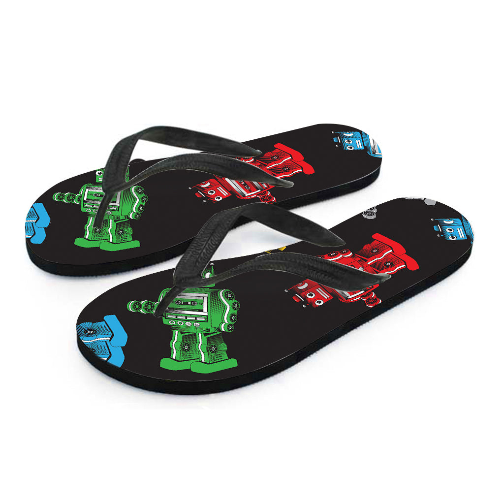 Vintage Robot Pattern Print Flip Flops