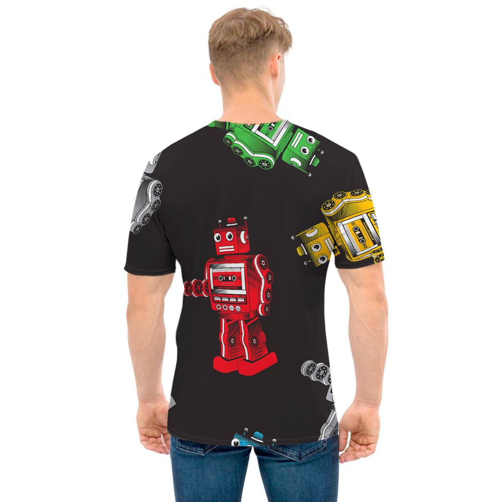 Vintage Robot Pattern Print Men's T-Shirt