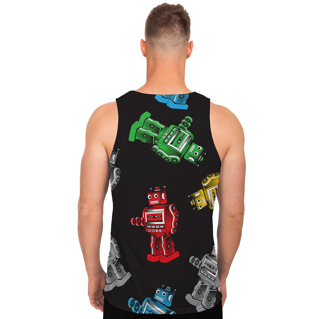 Vintage Robot Pattern Print Men's Tank Top