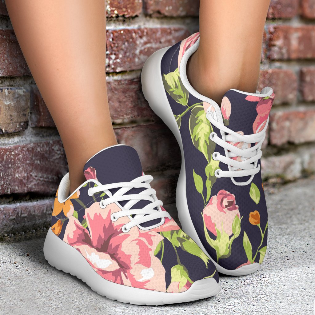 Vintage Rose Floral Flower Pattern Print Sport Shoes GearFrost