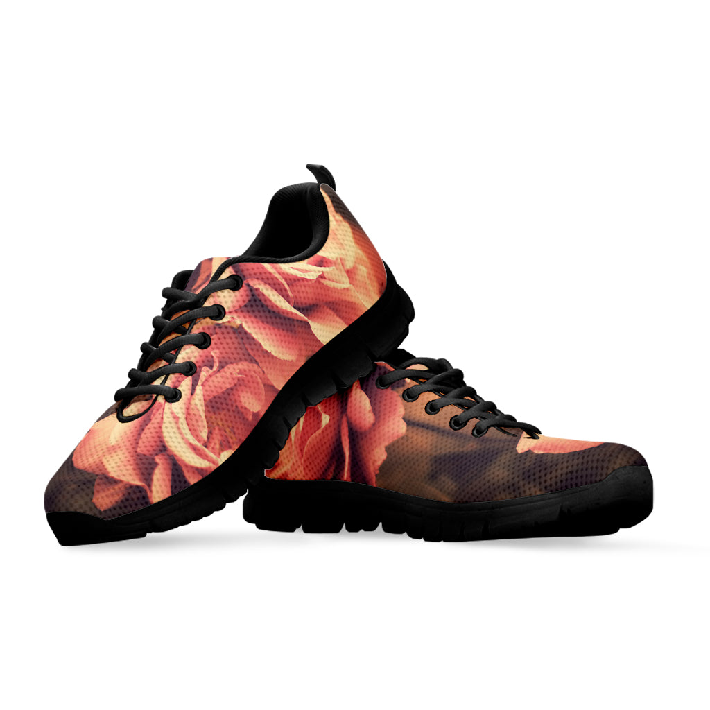 Vintage Rose Print Black Sneakers