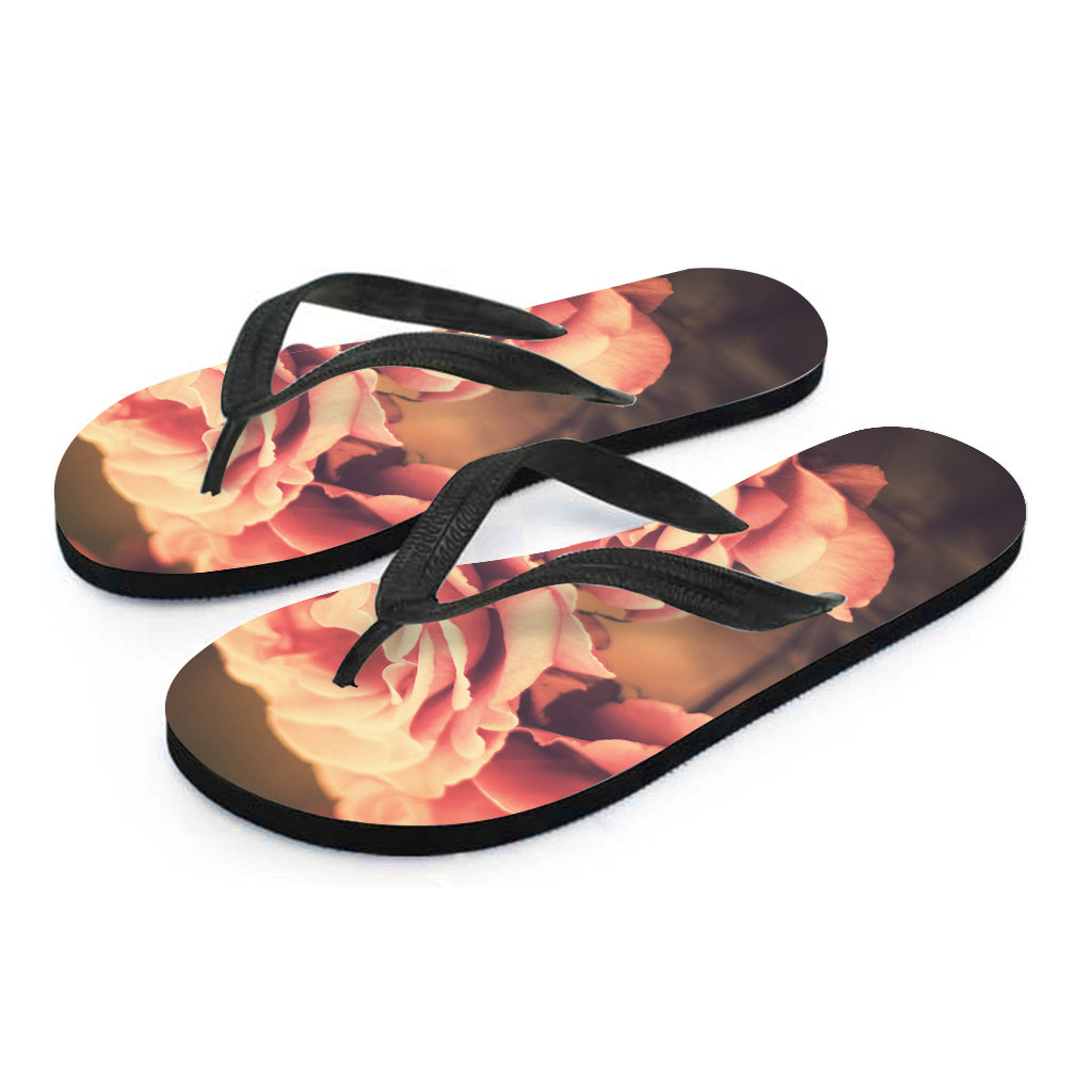 Vintage Rose Print Flip Flops