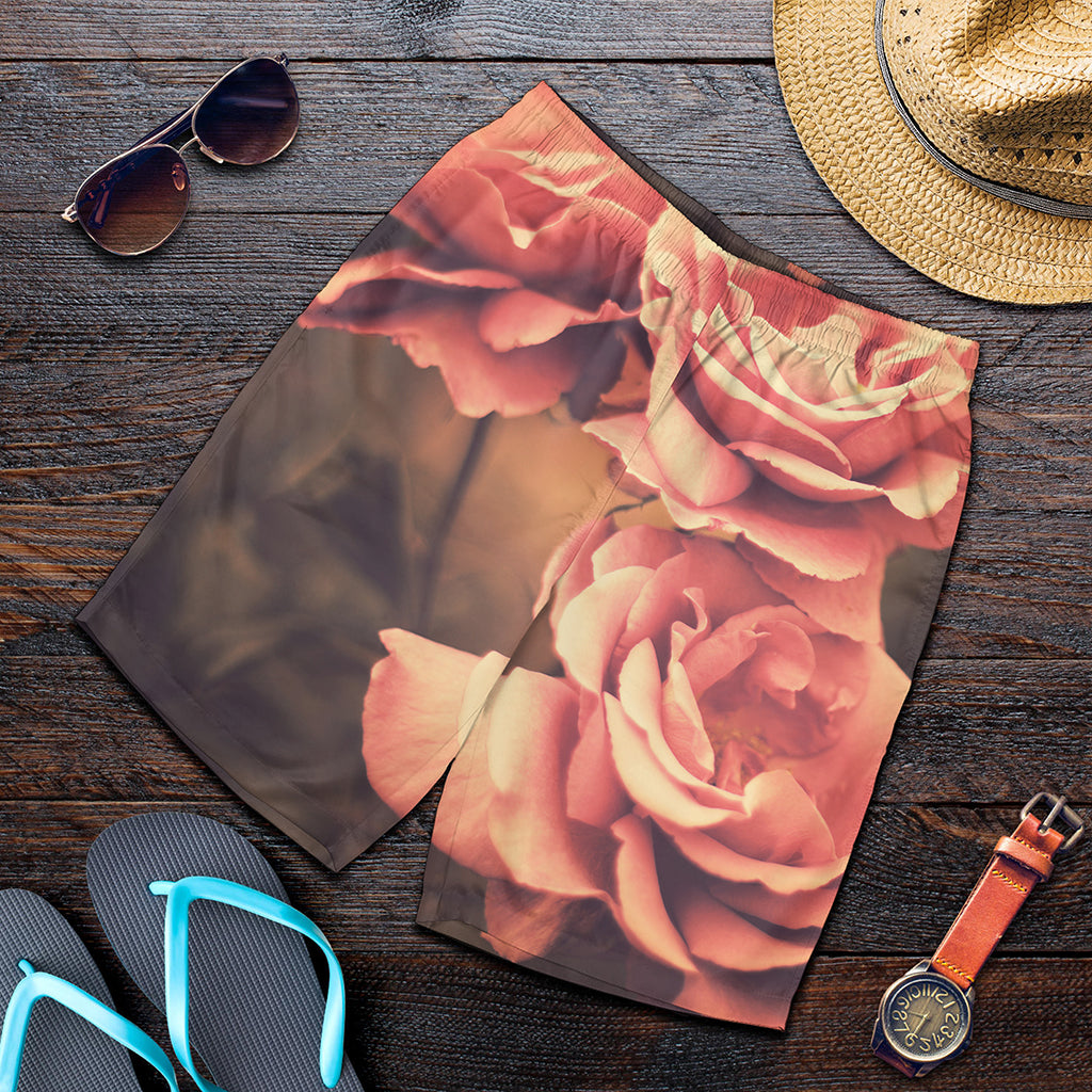 Vintage Rose Print Men's Shorts