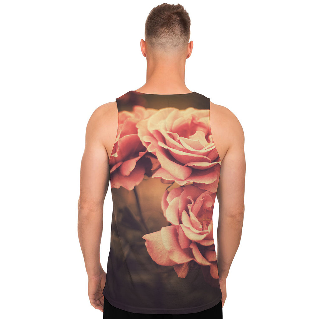 Vintage Rose Print Men's Tank Top
