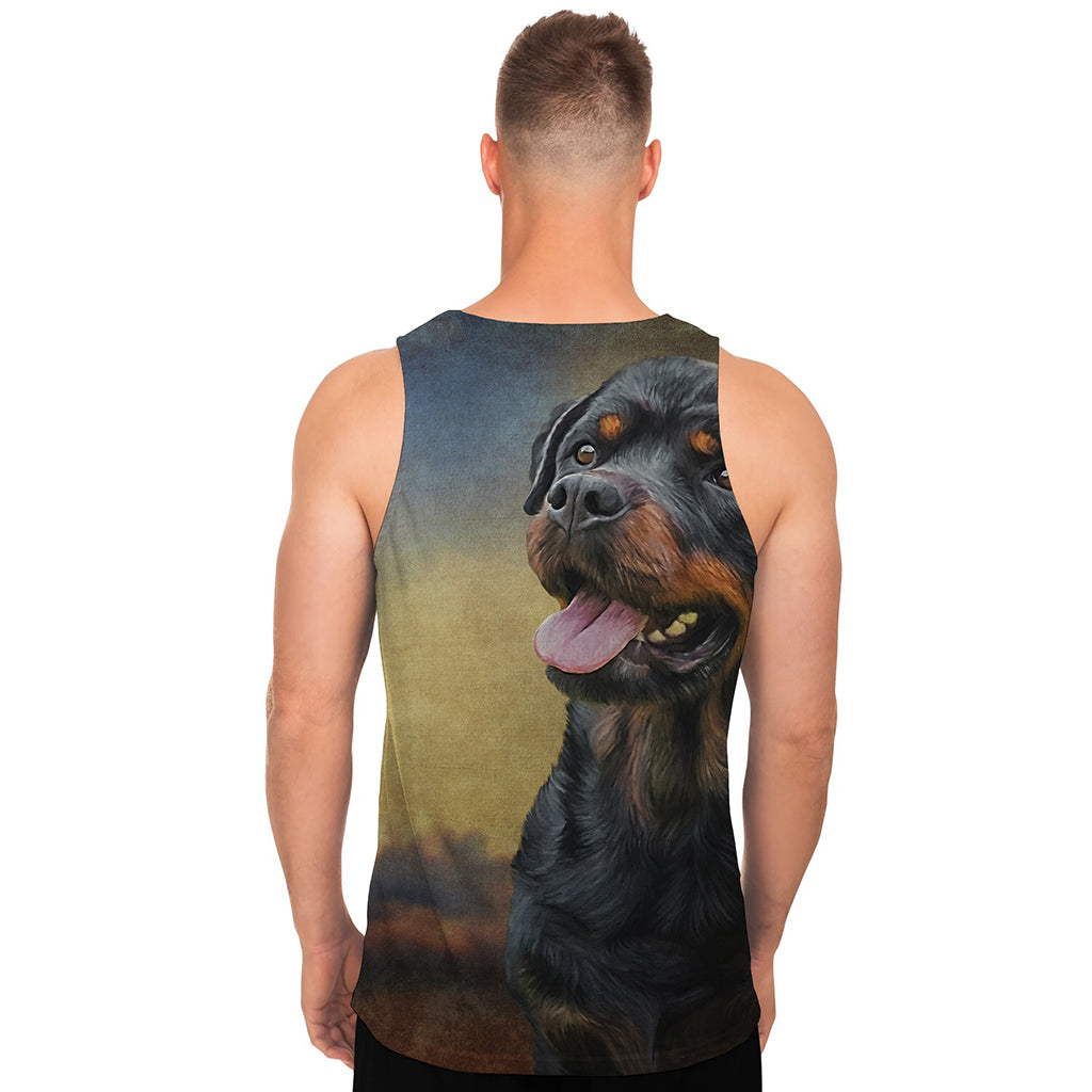Vintage Rottweiler Portrait Print Men's Tank Top