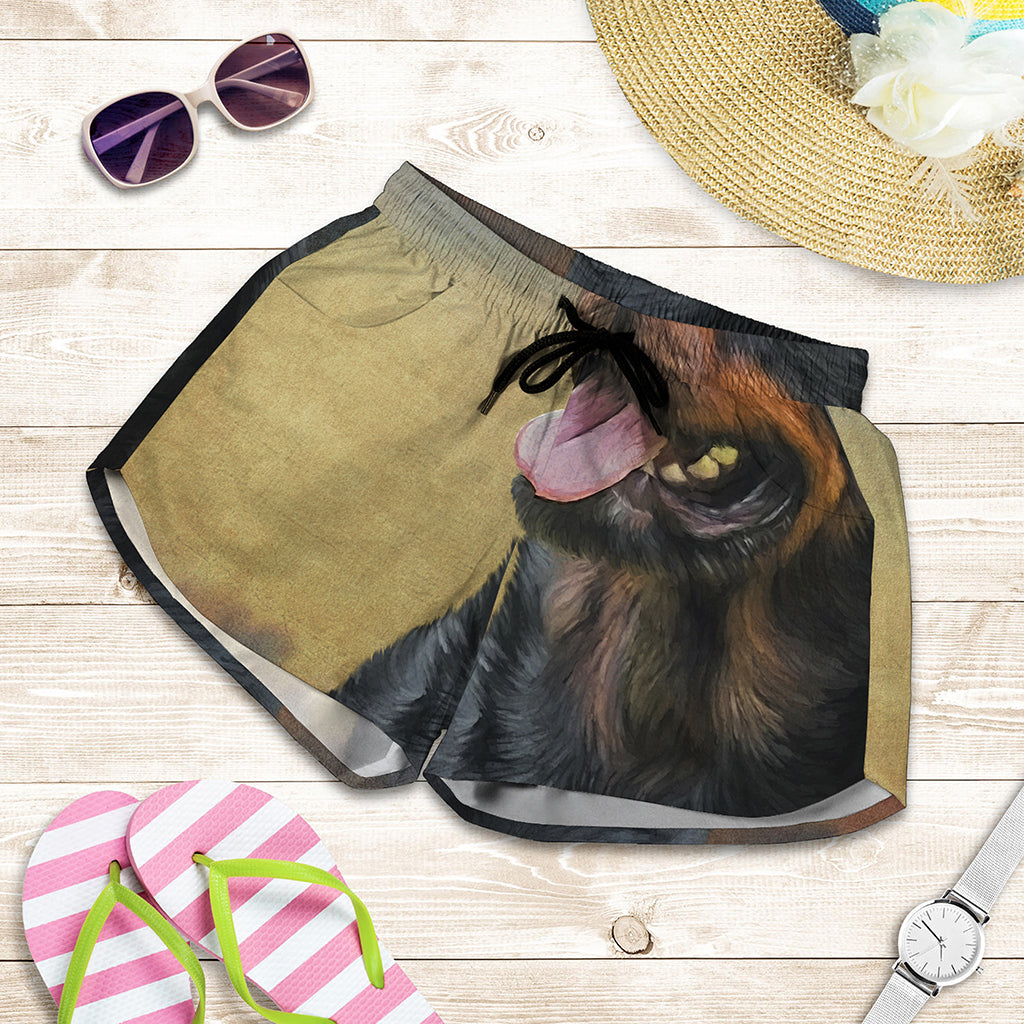 Vintage Rottweiler Portrait Print Women's Shorts