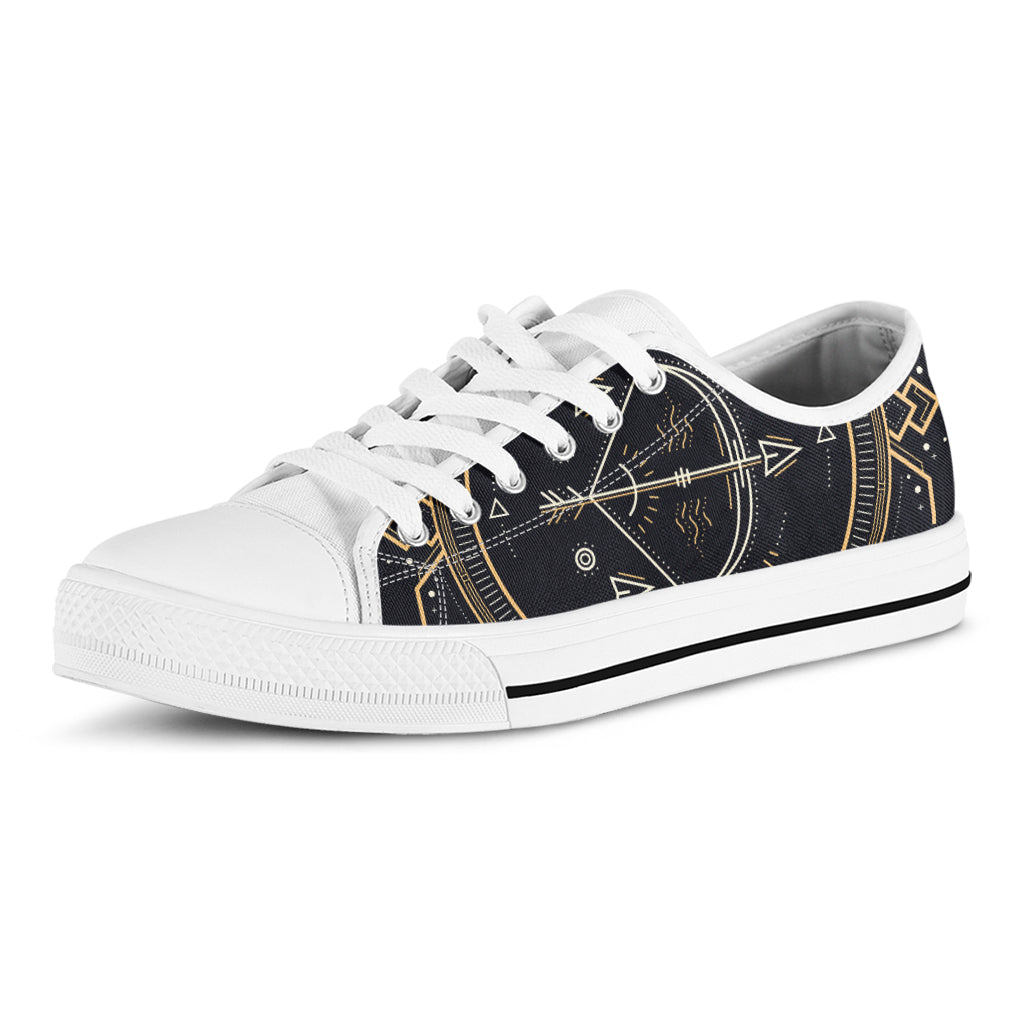 Vintage Sagittarius Zodiac Sign Print White Low Top Shoes