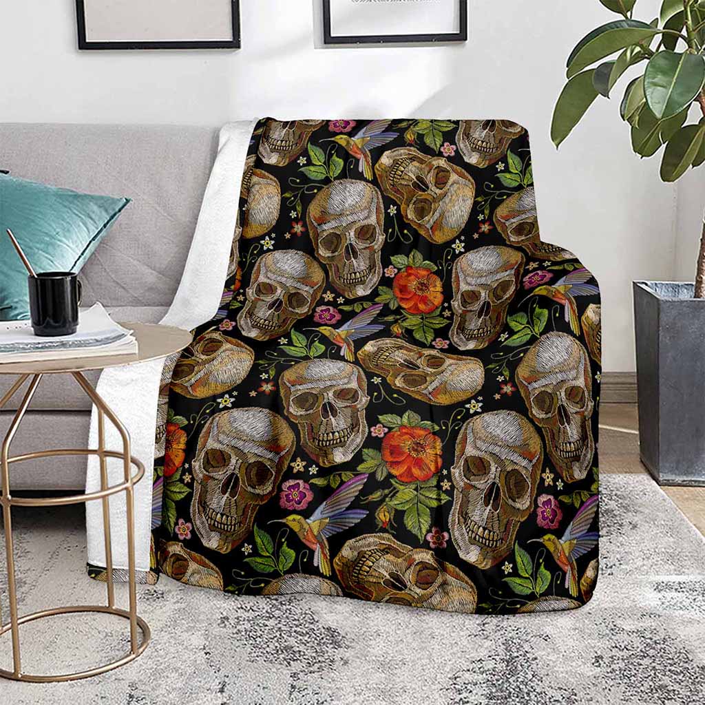 Vintage Skull Pattern Print Blanket