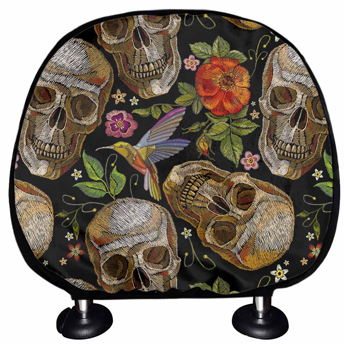 Vintage Skull Pattern Print Car Headrest Covers