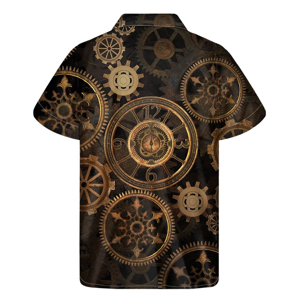 Vintage Steampunk Gears Print Men's Short Sleeve Shirt