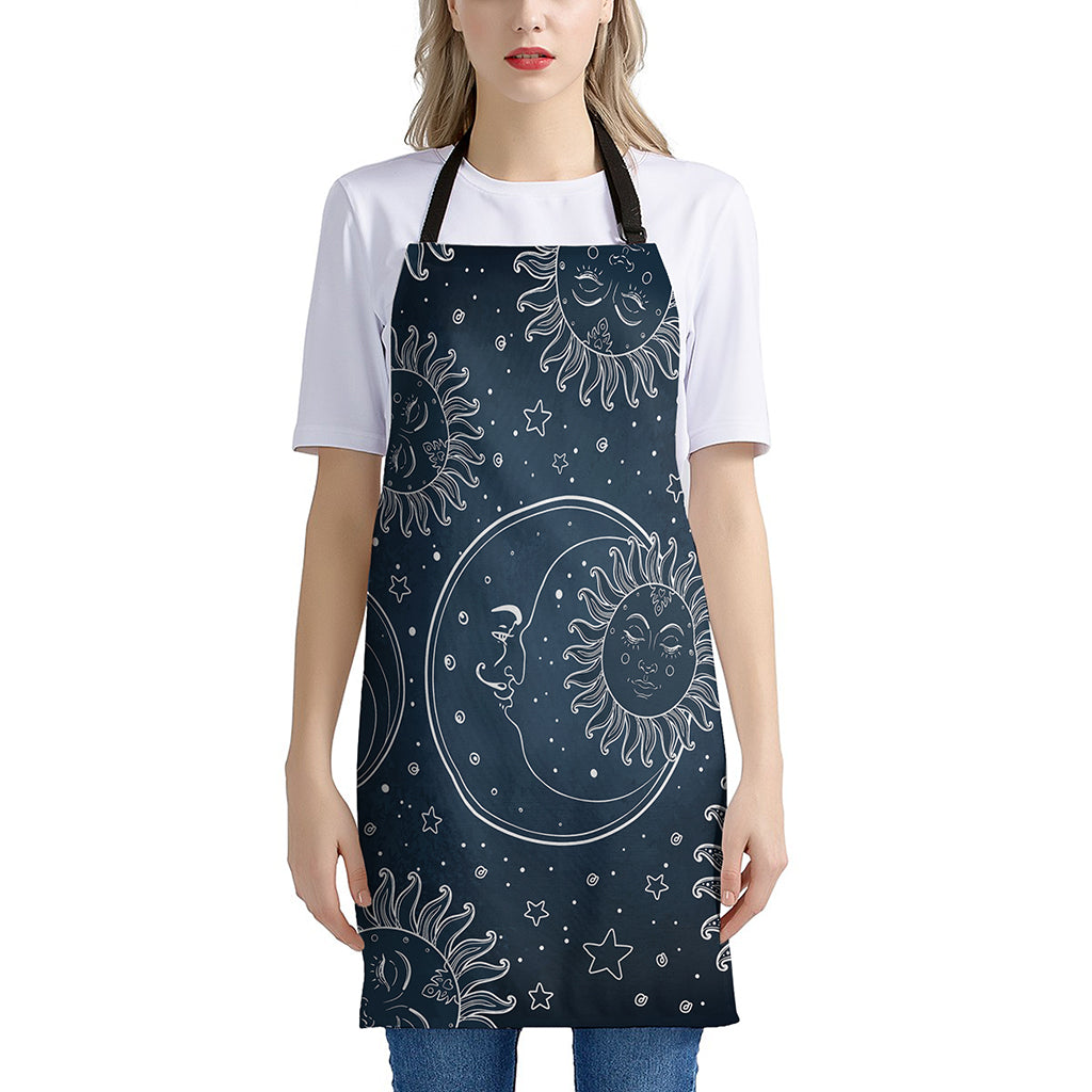 Vintage Sun And Moon Pattern Print Apron
